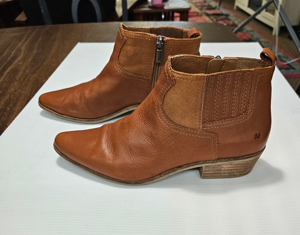 Lucky Brand Hikalli Tan Leather Ankle Boots Size 8.5M